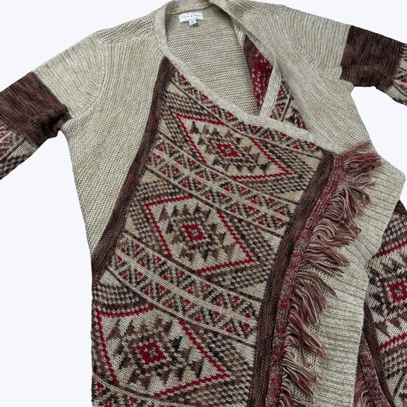Lucky Brand Women's Open Cardigan Aztec Pattern Size Small Long Sleeve - Picture 7 of 10